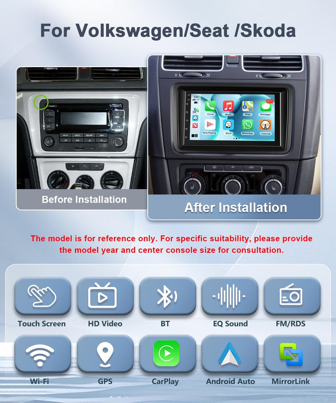 4+64G Carplay Autoradio für VW Passat B6 T5 Golf 5 6 Polo 6R Tiguan T5 Jetta Seat Skoda, Android Aut