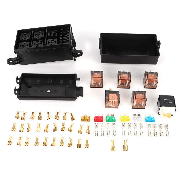 Suuonee Sicherungskasten, 6-Wege-Auto-Sicherungskasten mit 1 St. 4 St. 12 V und 5 St. 100A transpare