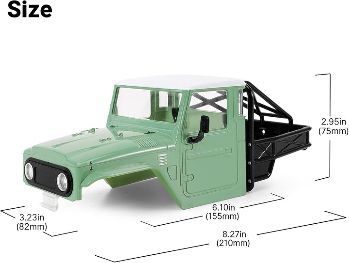 INJROA IR40 LKW-Karosserie mit Rohrkäfig für 1/18 TRX4M Defender Bronco Upgrade-Teil (Gedämpftes Grü