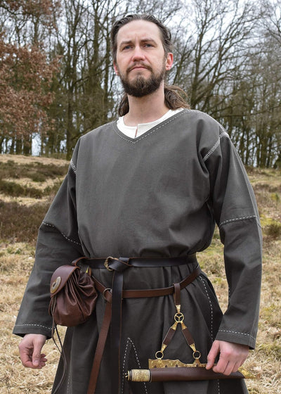 Battle-Merchant | Mittelalter Tunika Askur | LARP Wikinger Kleidung aus Baumwolle für Herren Weinrot