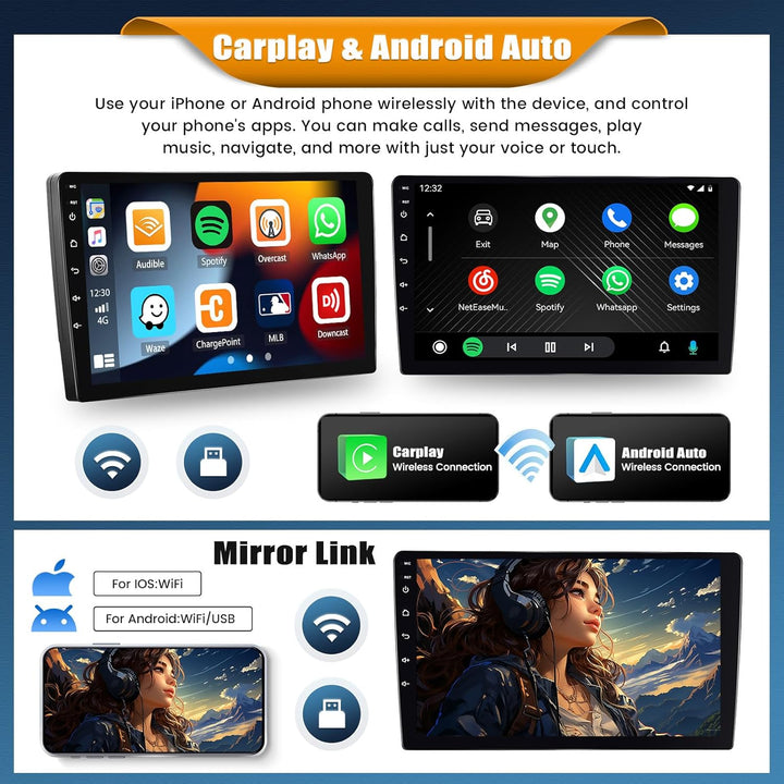 Android 15, 6G+128G 8Core CAMECHO Autoradio Navi für Hyundai i10 2007-2013 mit Carplay Android Auto