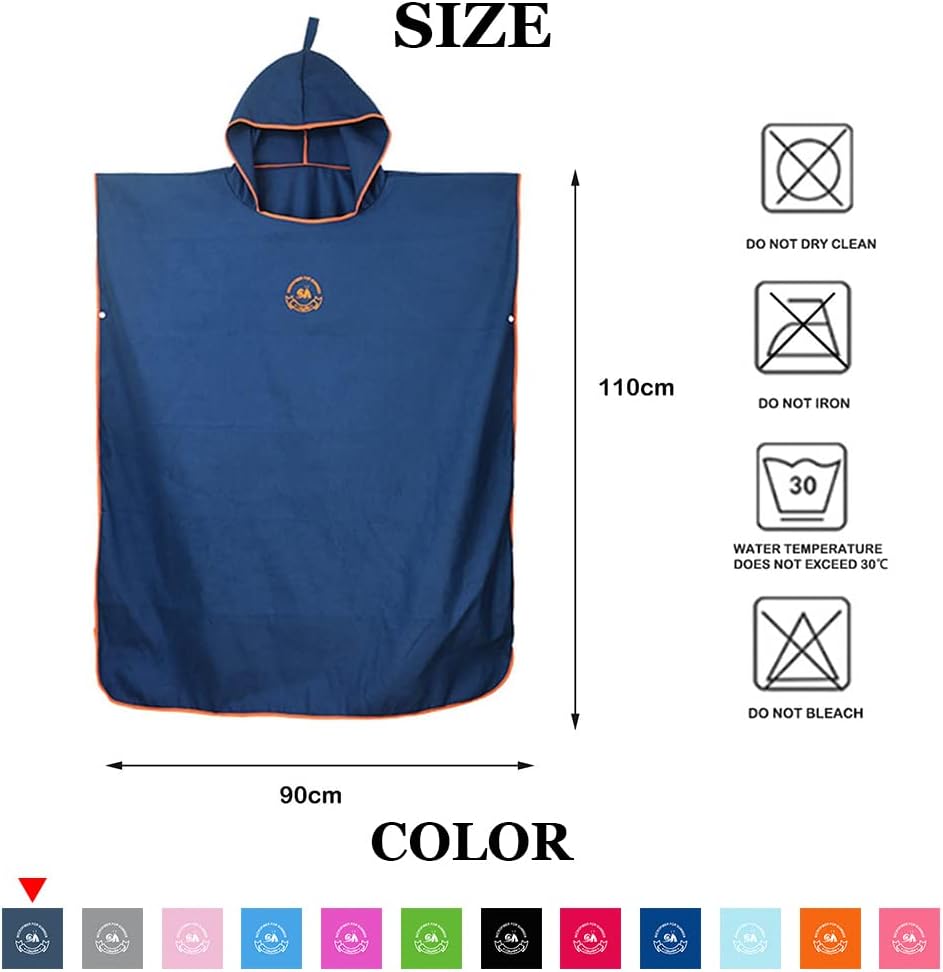 Hiturbo Mikrofaser Handtuch Poncho, Umziehhilfe Strand, Surf Poncho Herren und Damen Changing Robe,
