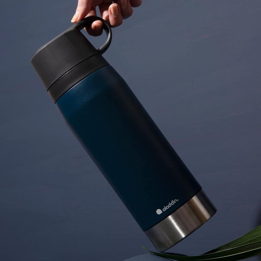 Aladdin CityPark Thermavac Twin Cup Bottle 1.1L Navy Blue – BPA FREE Stainless Steel Bottle with Bui