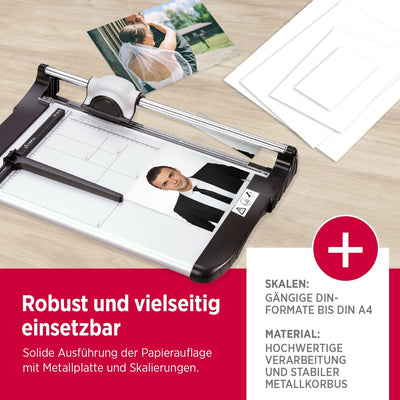 Olympia TR 3615 Rollen-Schneidemaschine (DIN A4, 15 Blatt, Positionierhilfe, Stapelschneider für Pap