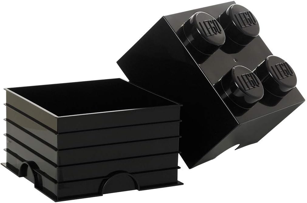 Room Copenhagen LEGO Aufbewahrungsstein 4 Noppen, stapelbar Aufbewahrungsbox, 5,7 l, Schwarz