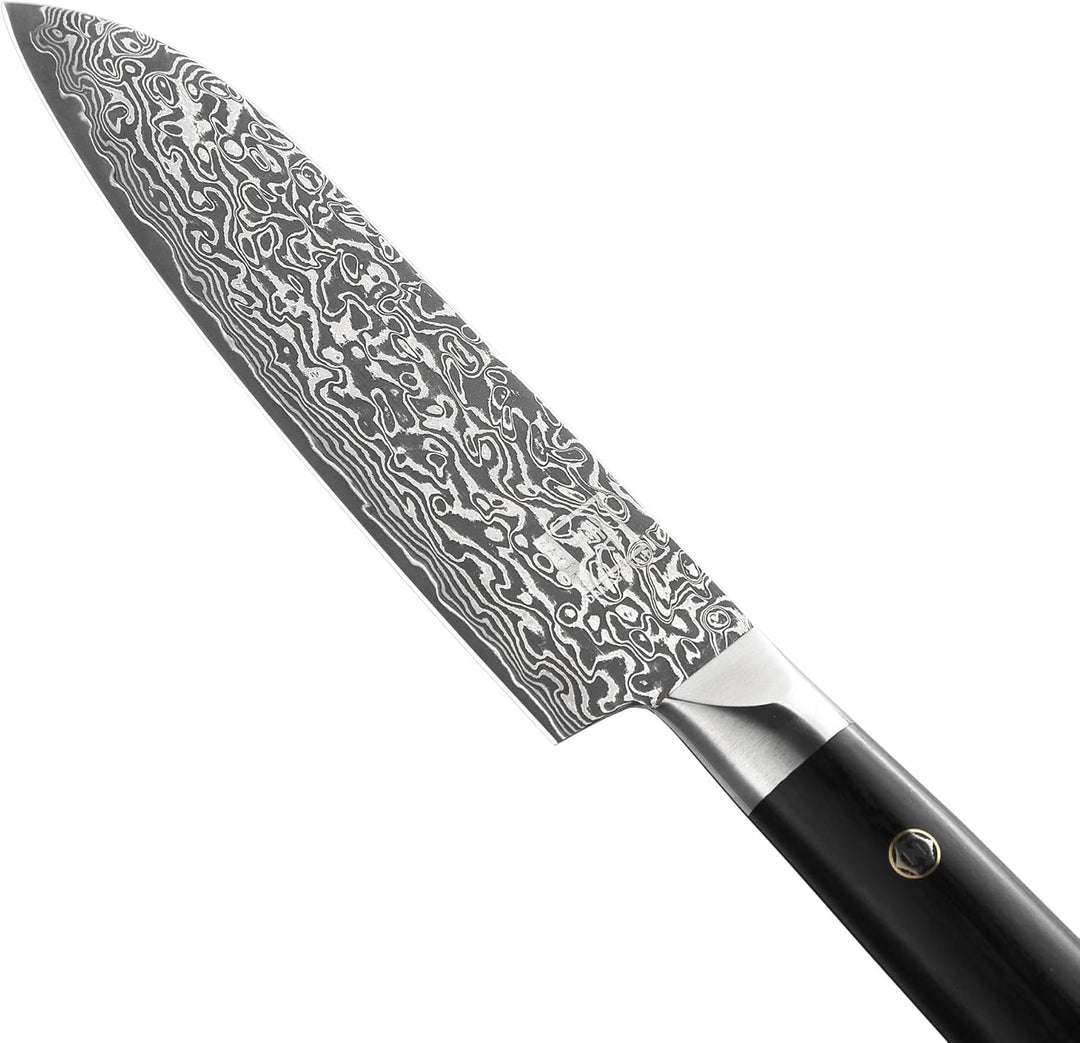 zayiko Black Edition Damastmesser kleines Santoku Messer 13,00 cm Klinge extrem scharf aus 67 Lagen