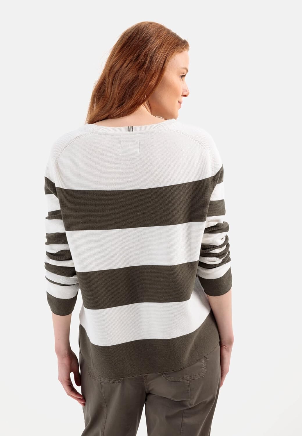 camel active Damen Feinstrickpullover aus Baumwolle, Olive
