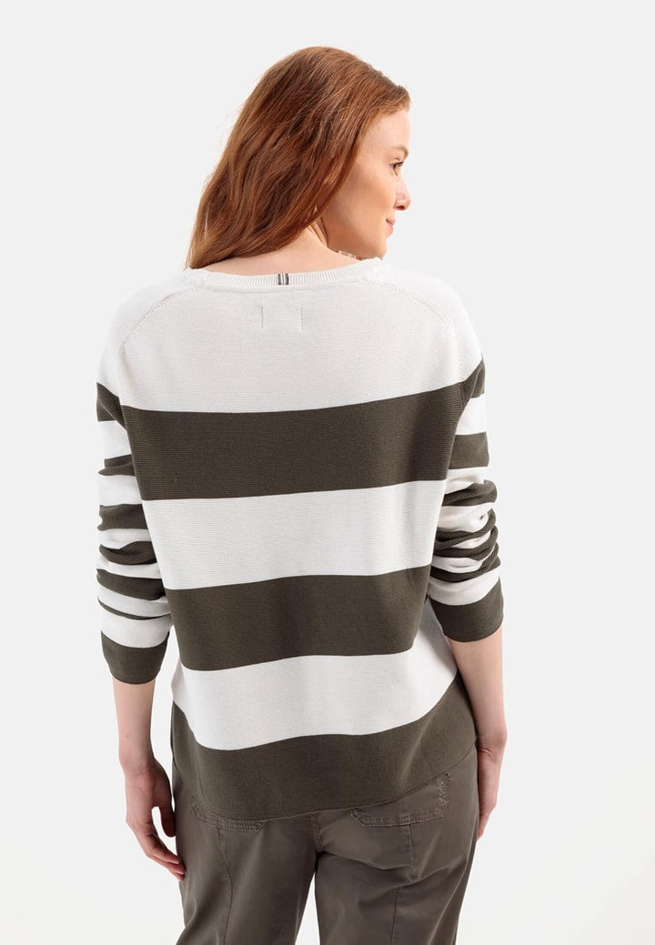 camel active Damen Feinstrickpullover aus Baumwolle, Olive