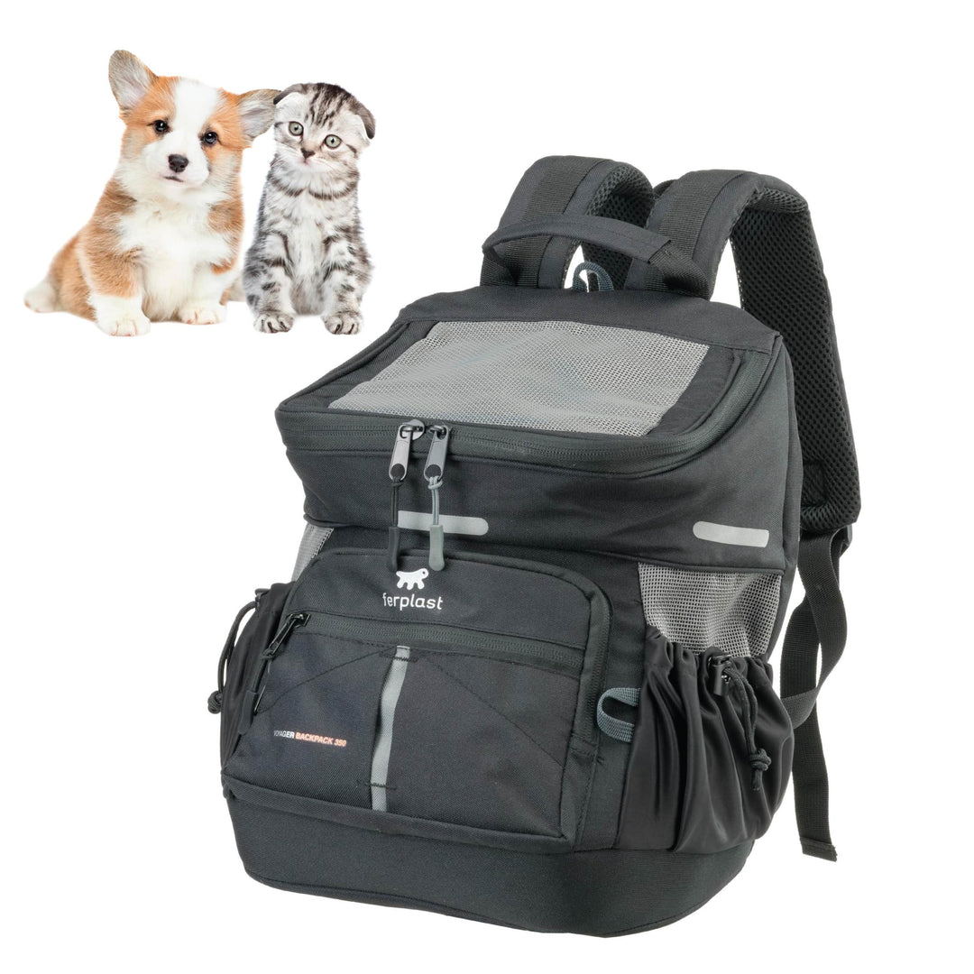 Ferplast Hunderucksack Voyager Backpack, Katzenrucksack, Hundetasche, Hundebox, Weite Öffnung, verst
