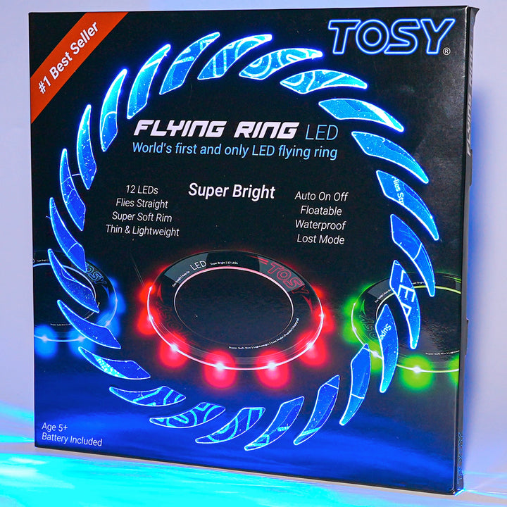 TOSY Fliegender Ring – 12 LEDs, hell, automatisches Aufleuchten, sicher, wasserdicht, leichtes Frisb