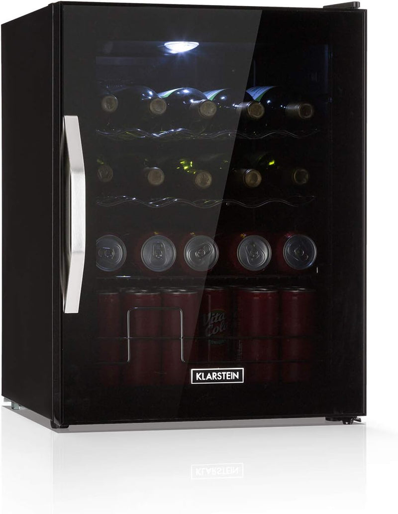 Klarstein Mini Kühlschrank mit Glastür, für Zimmer, Getränkekühlschrank Klein mit Verstellbaren Abla