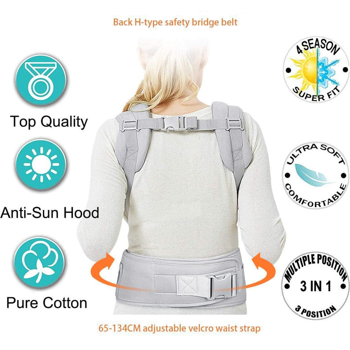 Viedouce Babytrage Ergonomische/Reine Baumwolle Leicht und atmungsaktiv/Multiposition:Dorsal und Ven