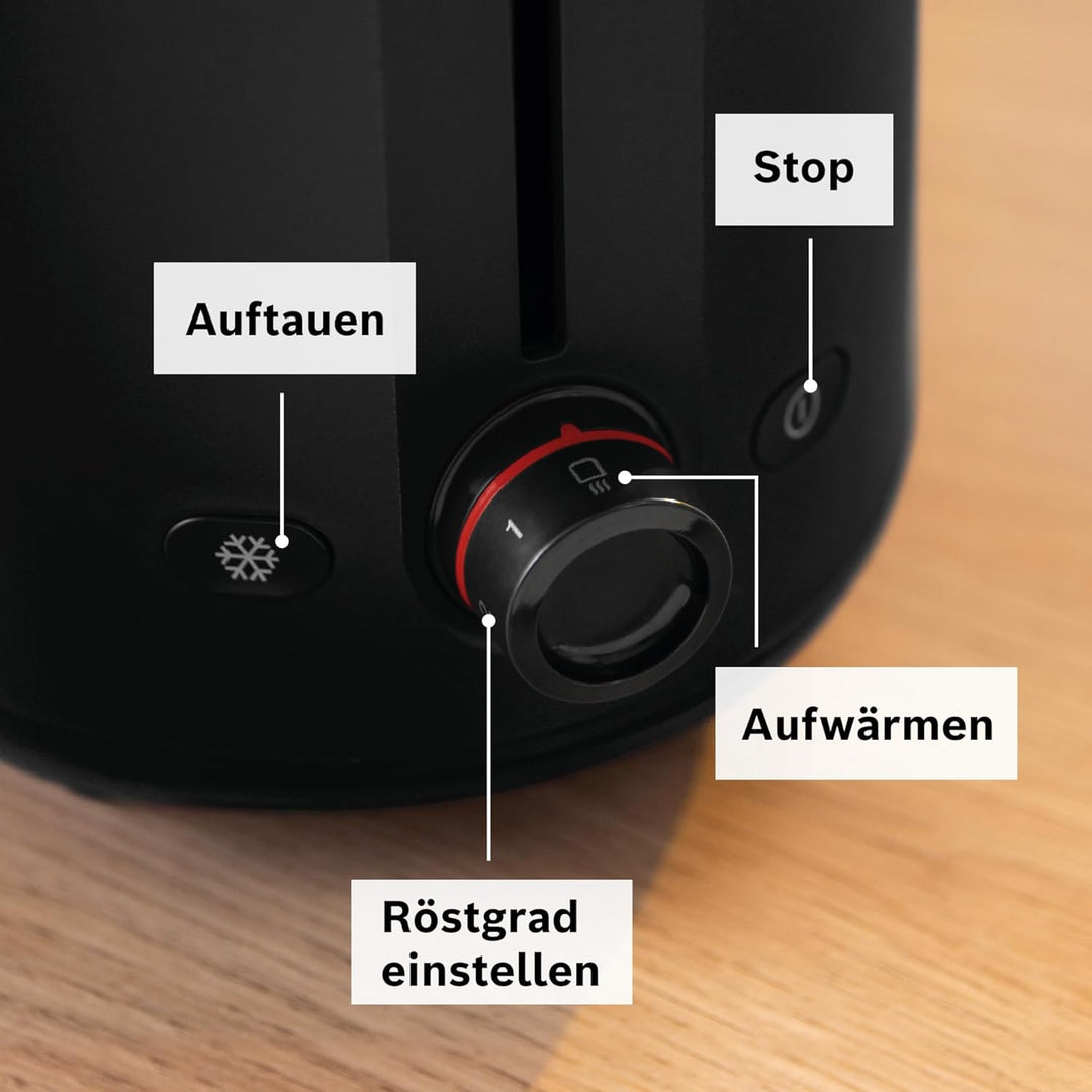 Bosch Kompakt Toaster MyMoment TAT2M123, integrierter Brötchenaufsatz, mit Auftaufunktion, mit Absch
