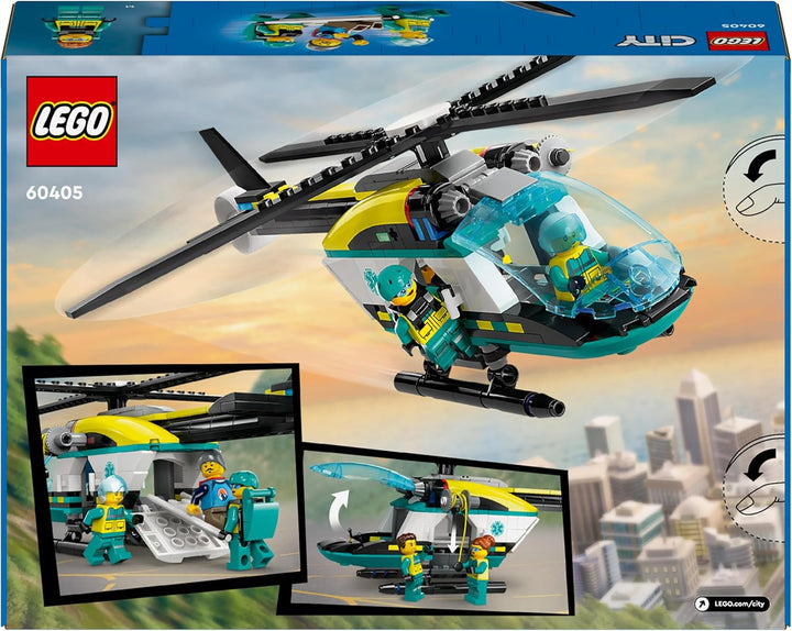 LEGO City Rettungshubschrauber, Hubschrauber-Spielzeug für Kinder, Helikopter mit Seilwinde, Rotoren