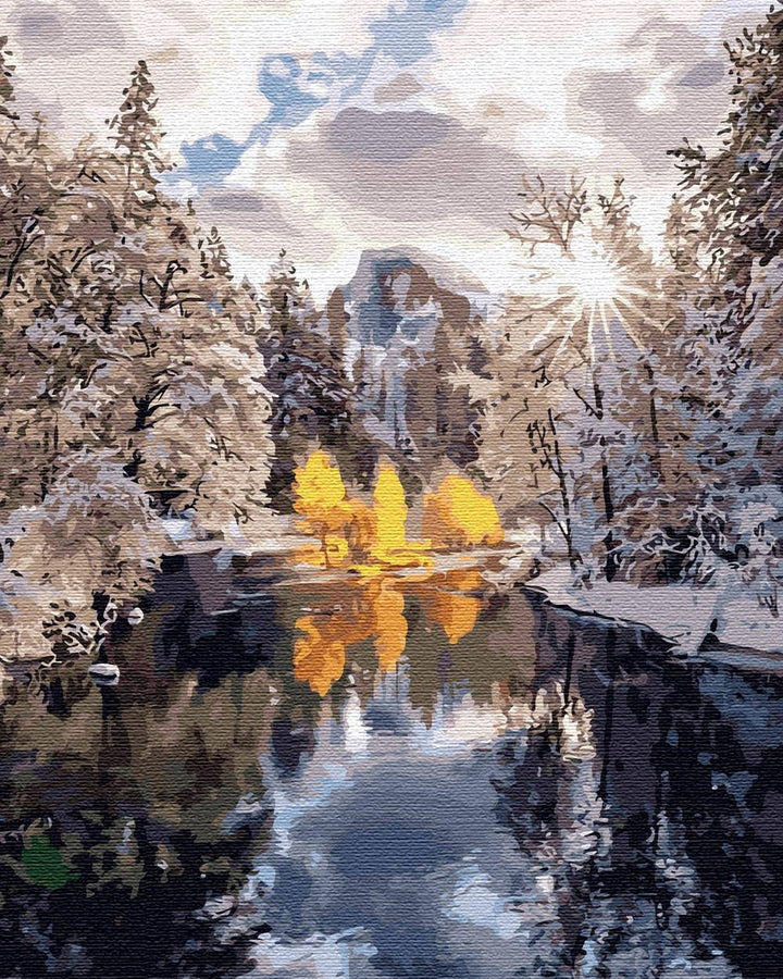 Artnapi Malen nach Zahlen Erwachsene mit Rahmen | DIY Handgemalt | Natur - Winterwald | Kit für Anfä