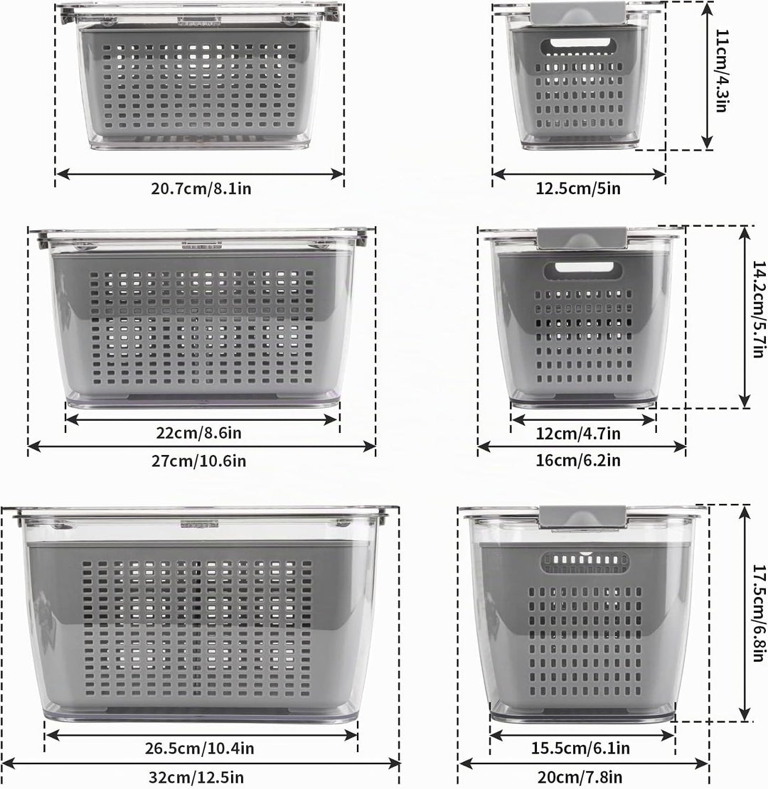 Spesh Frischhaltedosen Set Kühlschrank Organizer Vorratsdosen 3er-Set (2L+4L+5.8L) Kunststoff Kühlsc