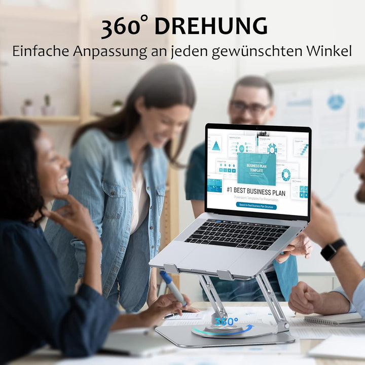 JOYEKY 360° Drehbarer Laptop Ständer, Faltbarer Tragbar Laptopständer aus Aluminium, Höhenverstellba