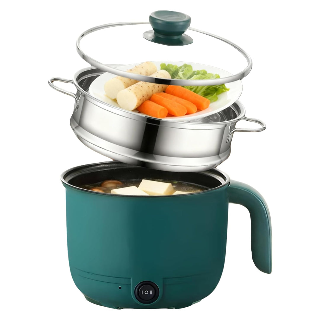 Elektrischer Kochtopf,1.5 Litre Elektrische Hot Pot Mit Dampfgarer,Mini Elektrischer Hot Pot,Tragbar