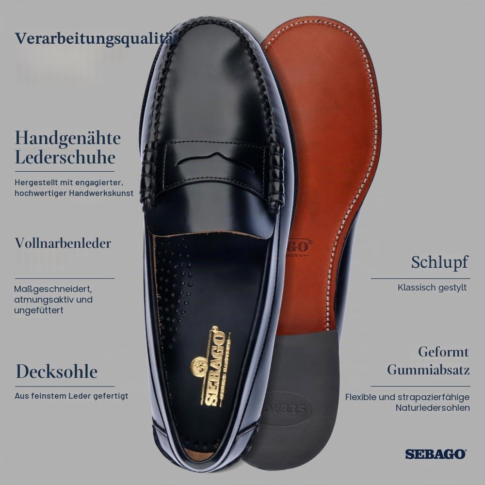 Sebago Classic Dan, Mocassins (Loafer) Homme 43 EU Schwarz Black 902, 43 EU Schwarz Black 902