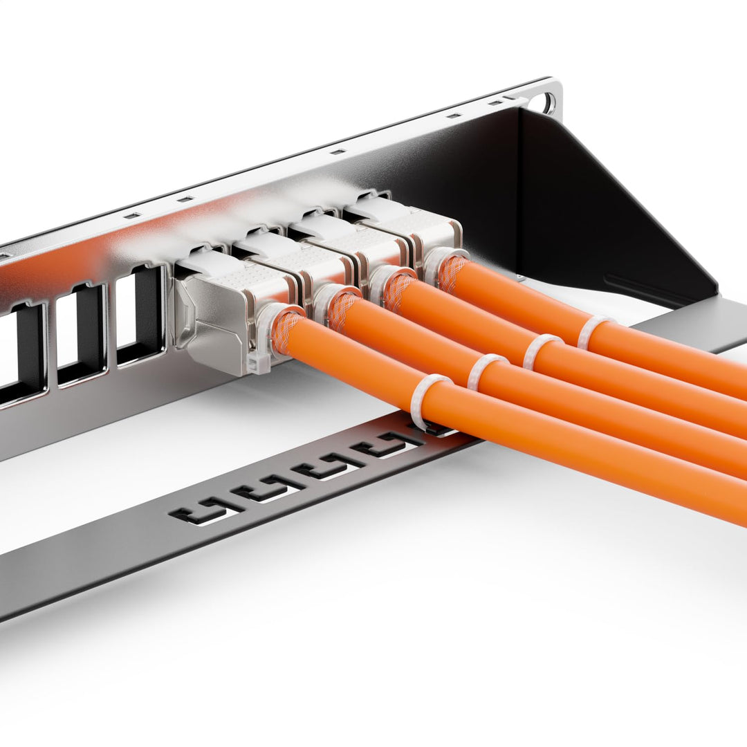 deleyCON 16 Port Patchpanel Set Patchfeld Modular 1 HE 19" Zoll Rackeinbau + 16x RJ45 Keystone Modul