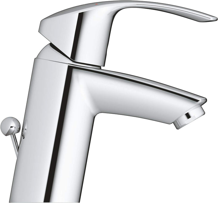 GROHE Eurosmart - Einhand-Waschtischarmatur für das Bad (S-Size, mit Zugstange, Ablaufgarnitur, Temp