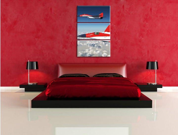 Pixxprint Kampfjets 3Teiler 120x80 cm Leinwandbild Wandbild Kunstdruck