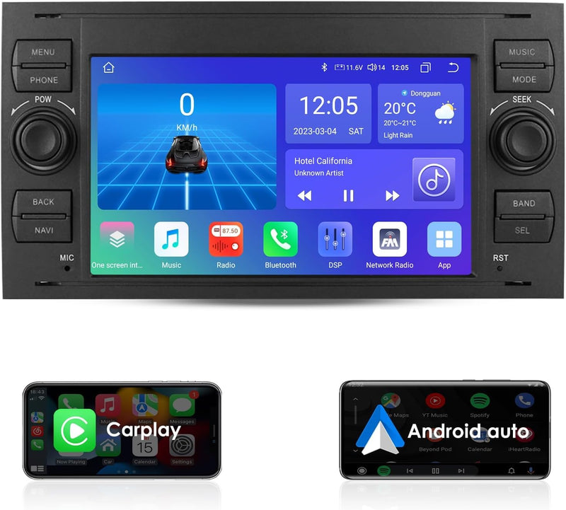 Ossuret hizpo Autoradio mit Carplay für Ford C-Max/Connect/Fiesta, Android 10 OS Focus Fernbedienung