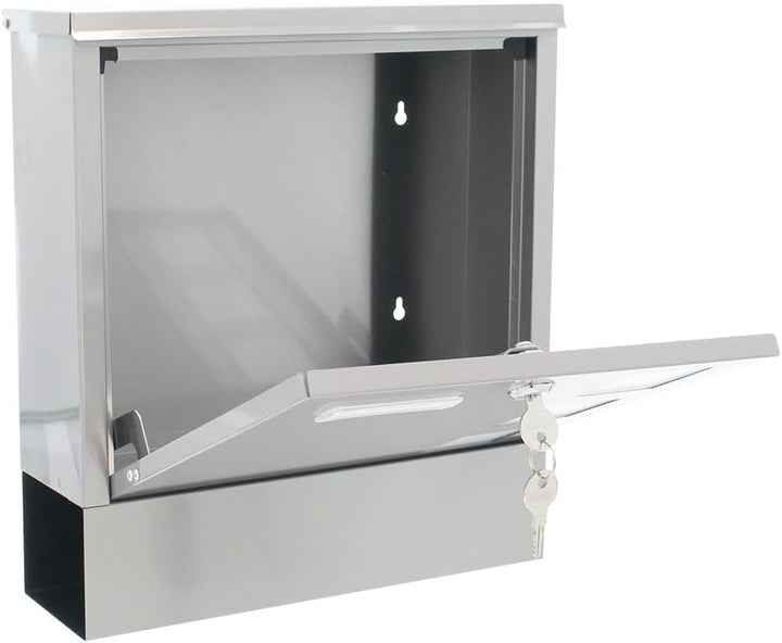 Rottner Briefkasten Lago INOX, Zylinderschloss mit 2 Schlüssel, Edelstahl, BxH 305x330 mm, Befestigu