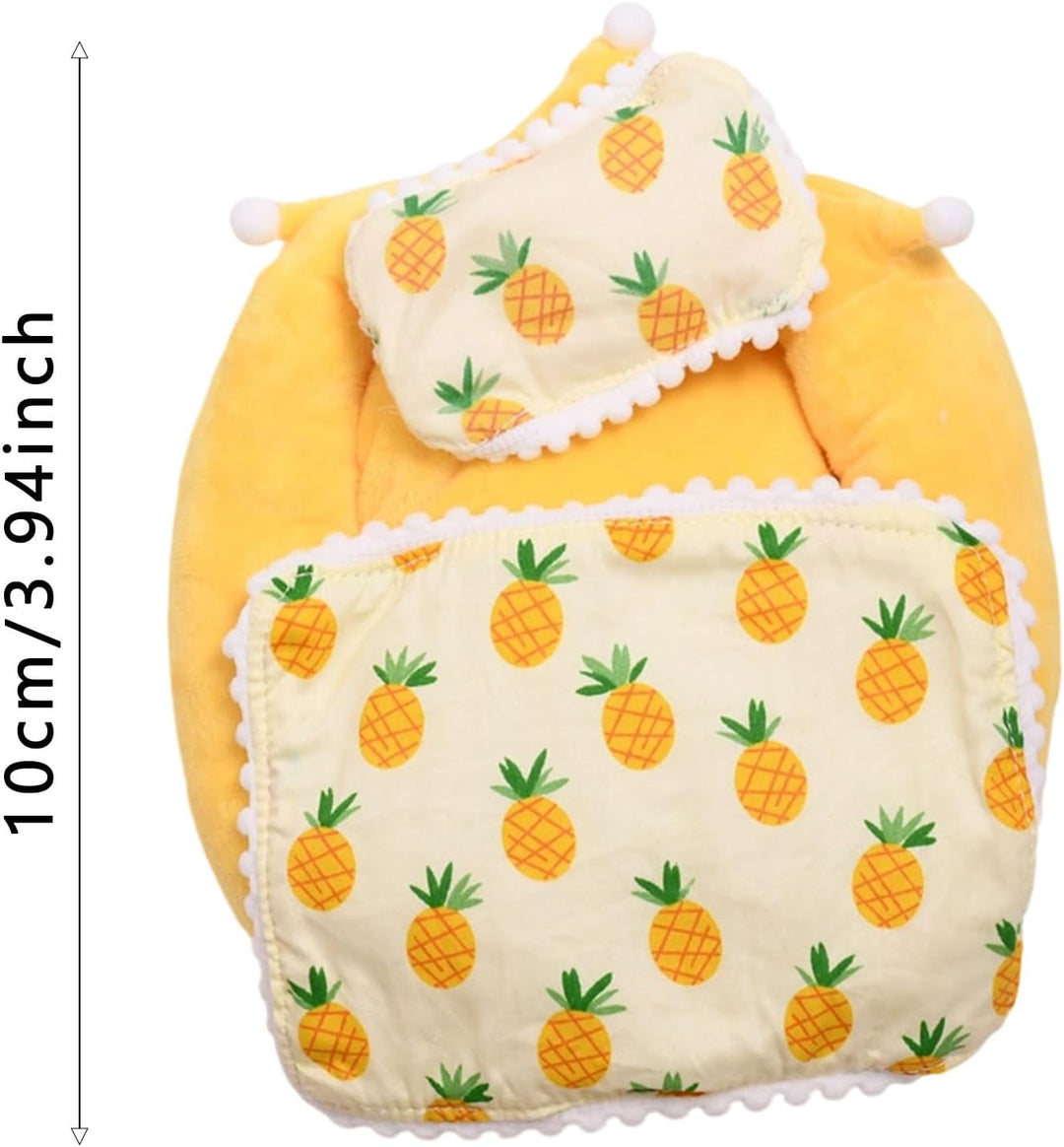 Mini Puppenbett mit Kissen und Decke, Puppenhaus Schlafzimmer Zubehör für 17 cm Puppen, kleines Bett