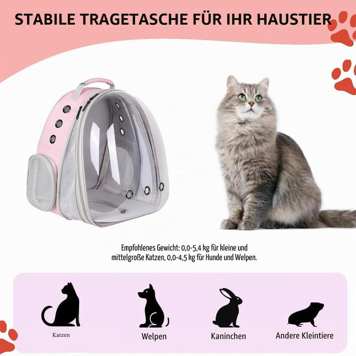Erweiterbar Katzenrucksack Hunderucksack, Vorderrucksack für Katzen und Kleine Hunde, mit transparen