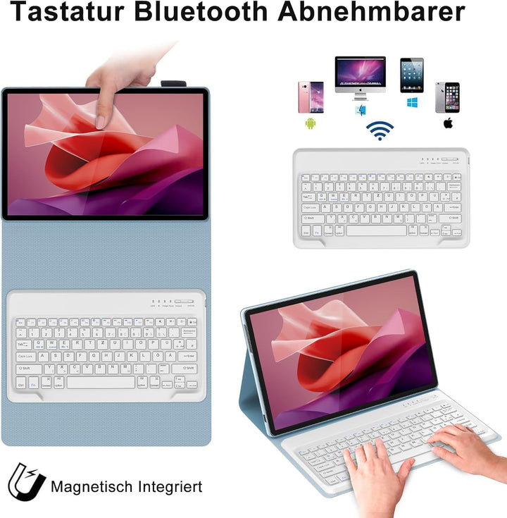 IVEOPPE Tastatur für Tab P12, Hülle mit Tastatur für P12 12.7" 2023, Magnetische Kabelloser Bluetoot