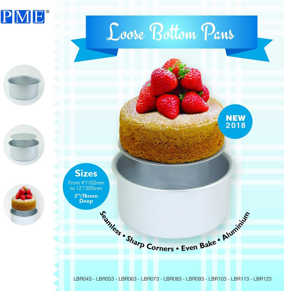 PME LBR113 Kuchenformen mit losem boden 11" x 3", Eloxiertes Aluminium, Silber 11x3", 11x3"