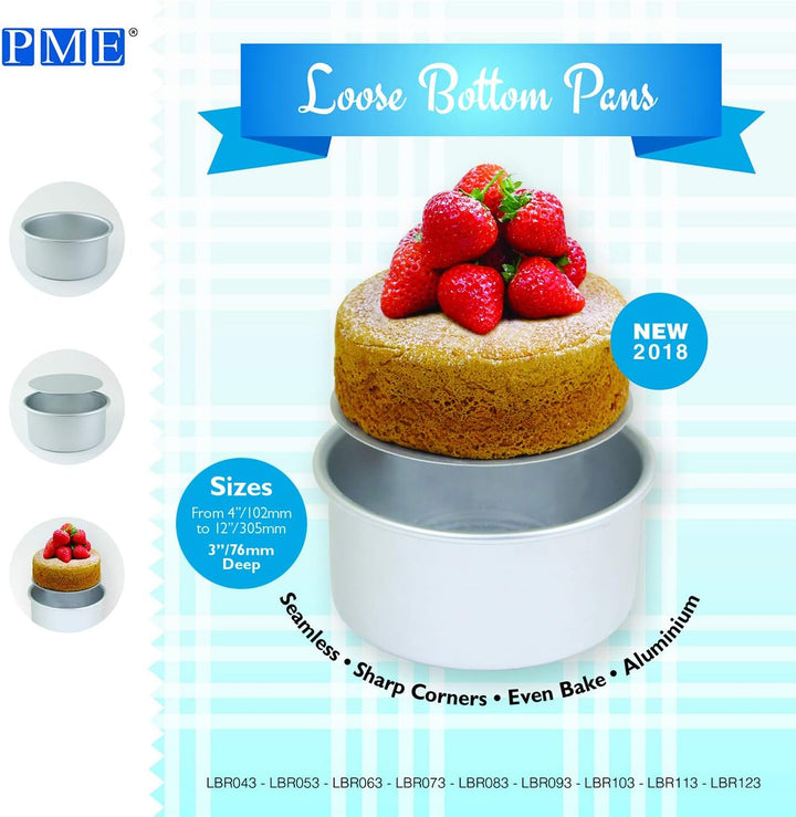 PME LBR113 Kuchenformen mit losem boden 11" x 3", Eloxiertes Aluminium, Silber 11x3", 11x3"
