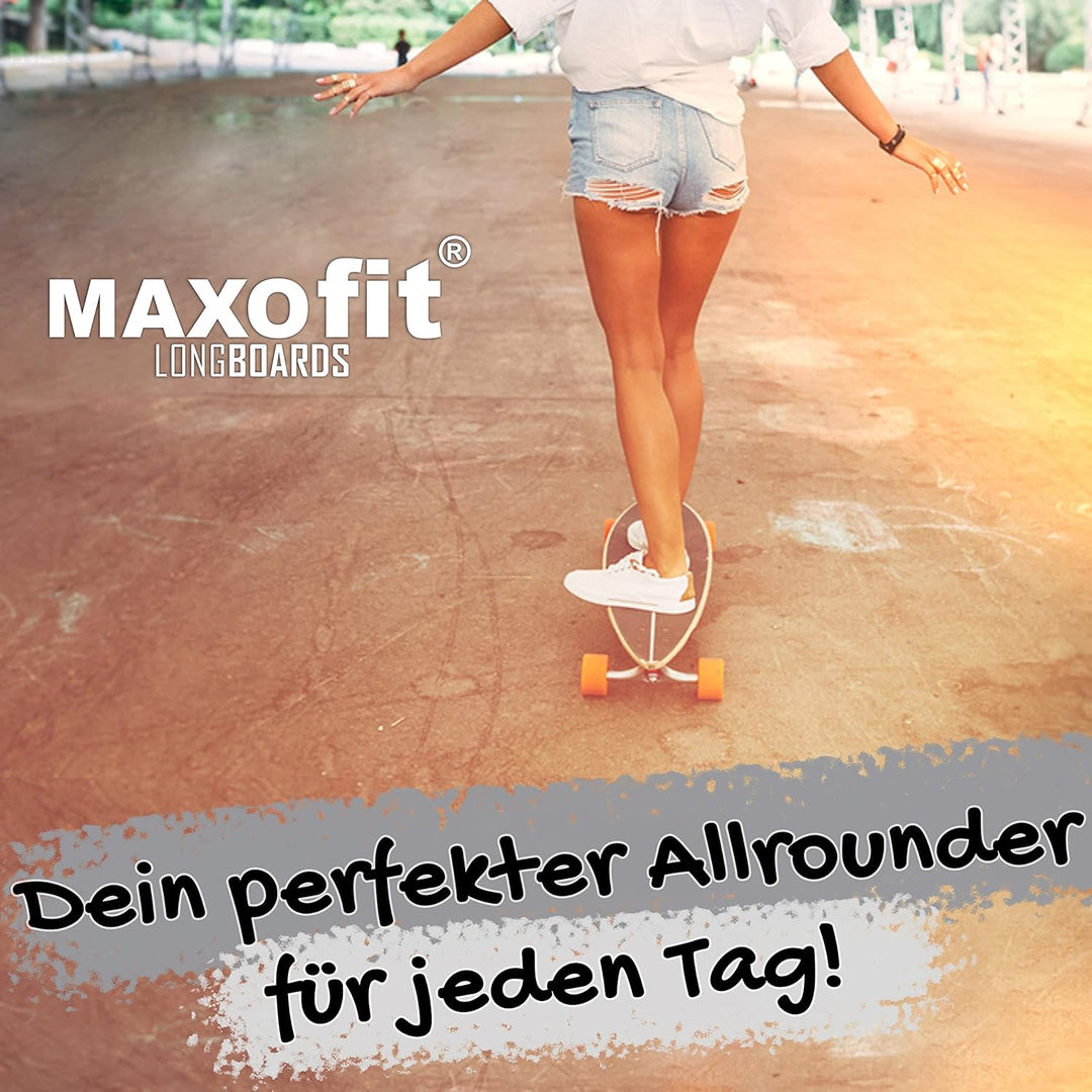 MAXOfit Longboard in verschiedenen Designs mit hochwertigen Ahorn/Bambus Decks für Anfänger und Fort