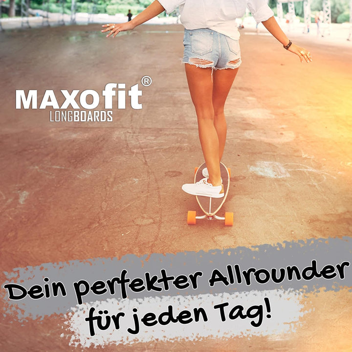 MAXOfit Longboard in verschiedenen Designs mit hochwertigen Ahorn/Bambus Decks für Anfänger und Fort