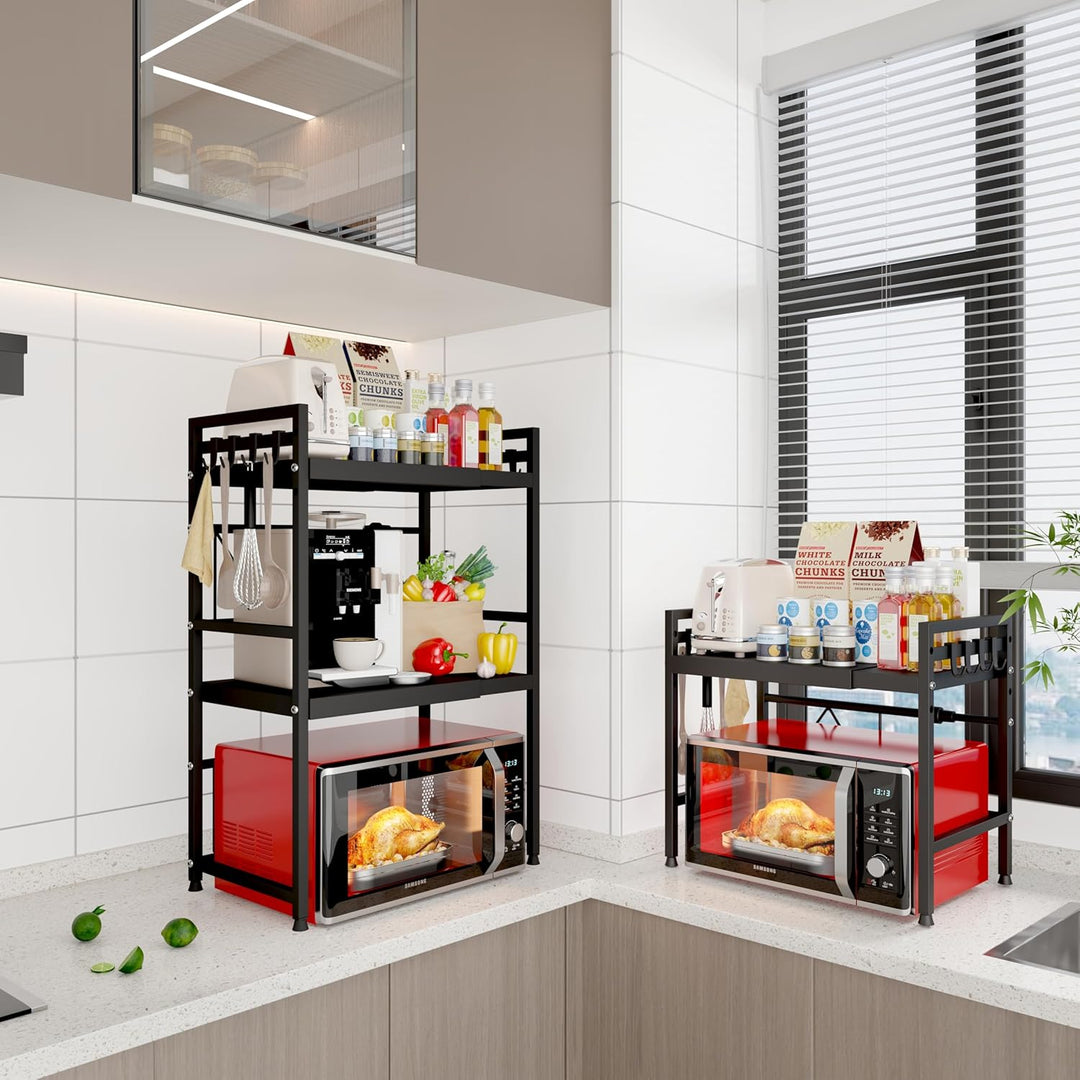 Verstellbares Mikrowellenregal, 2-Stufig Erweiterbares Küchen Mikrowelle Ständer Regal, Mikrowellenh
