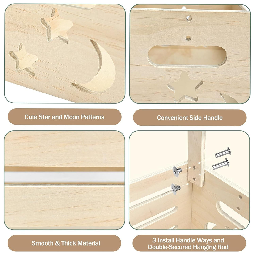 Babyshower-Kiste aus Holz mit Kleiderbügeln, Mond und Sternen – Personalisierte Geschenkbox für werd