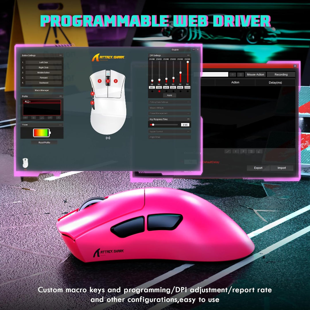 MAMBASNAKE X ATTACKSHARK V3 Kabellose Gaming-Maus,65g leicht,geteiltes Design für Rechtshänder,bis z