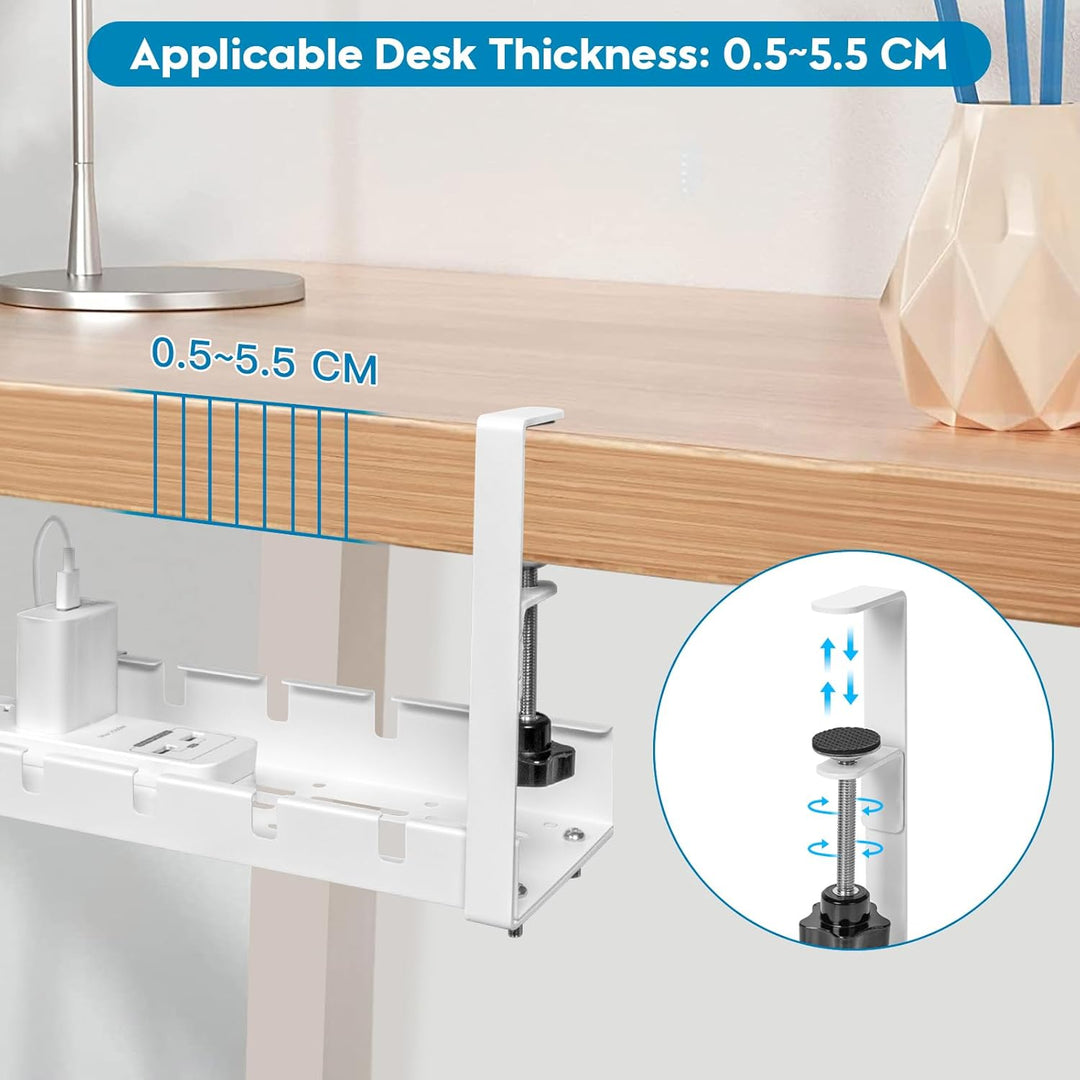 GUOOUG Kabelkanal Schreibtisch Weiss Ohne Bohren, Einziehbar 28,5-55CM Kabelmanagement Schreibtisch,