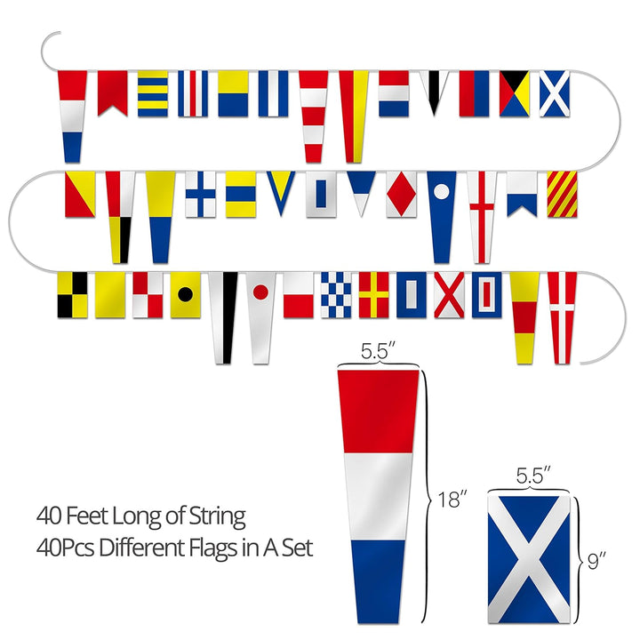 Anley International Maritime Signal Code String Flags Set van 40 vlaggen - 40 voet lange wimpels voo