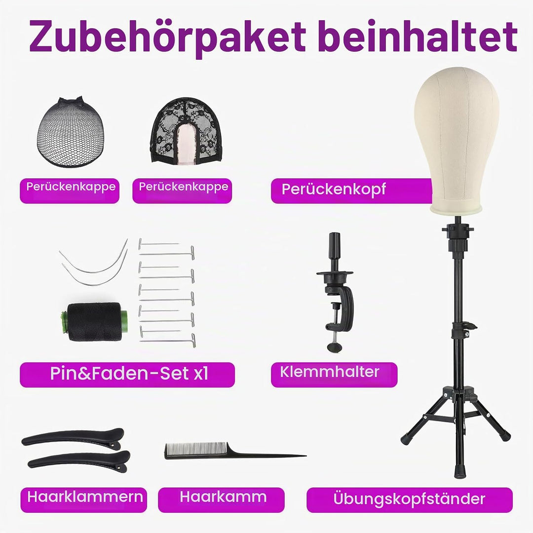 Perückenkopf 22"(56cm),Neverland Beauty Perücke kopf mit Perückenständer,Perücke machen Mannequin Ko