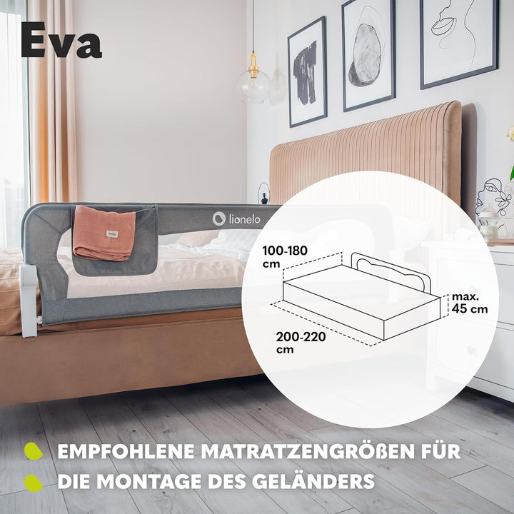 LIONELO Eva fall out protection bed fall out protection children's bed, bed rail, bed safety rail, a