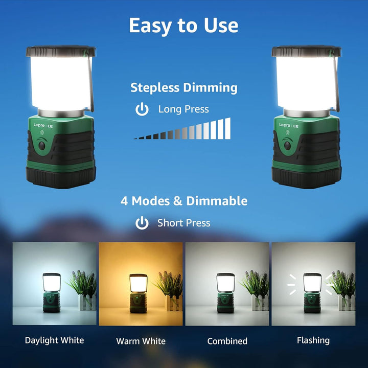 LE LED Campinglampe Tragbar, Superhell wiederaufladbare Suchscheinwerfer mit Bügel und Haken, 4 Hell