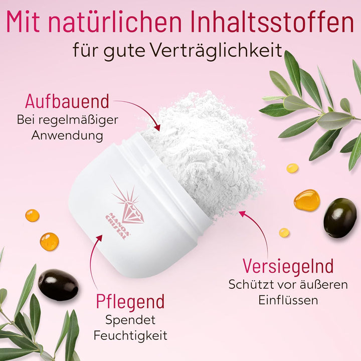 Nail Polish Set – Nagelpflege-Set mit Glanzpuder (50 g), Textil-Polierer & Nagelweissstift – Für nat