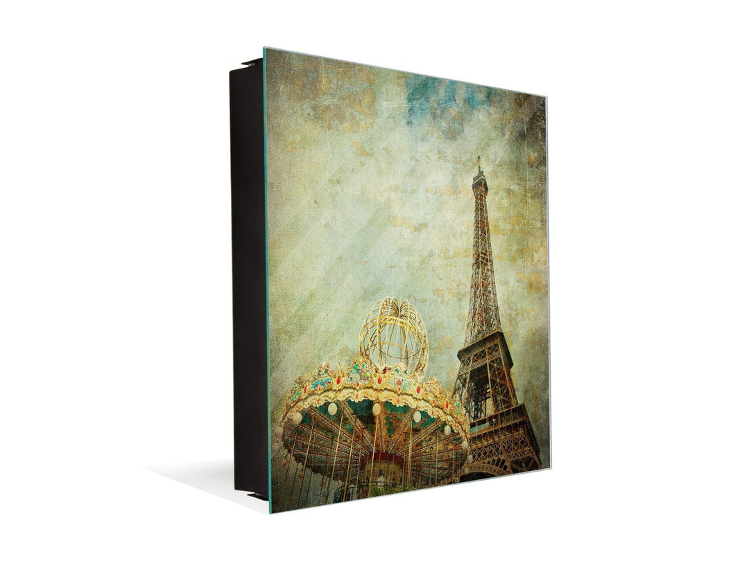 Concept Crystal Schlüsselbox und magnetisches Whiteboard K08 Eiffelturm Paris, Rechte Öffnung Eiffel