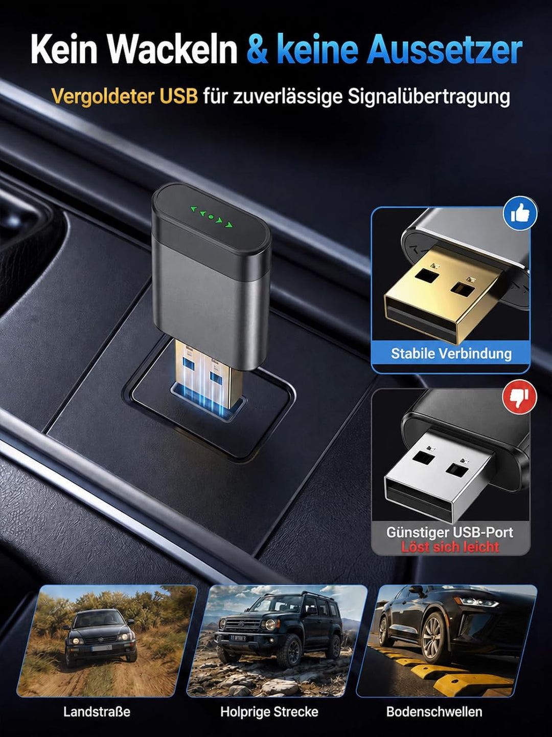Mini CarPlay Wireless Adapter &amp; Android Auto Wireless Adapter Grau, Grau