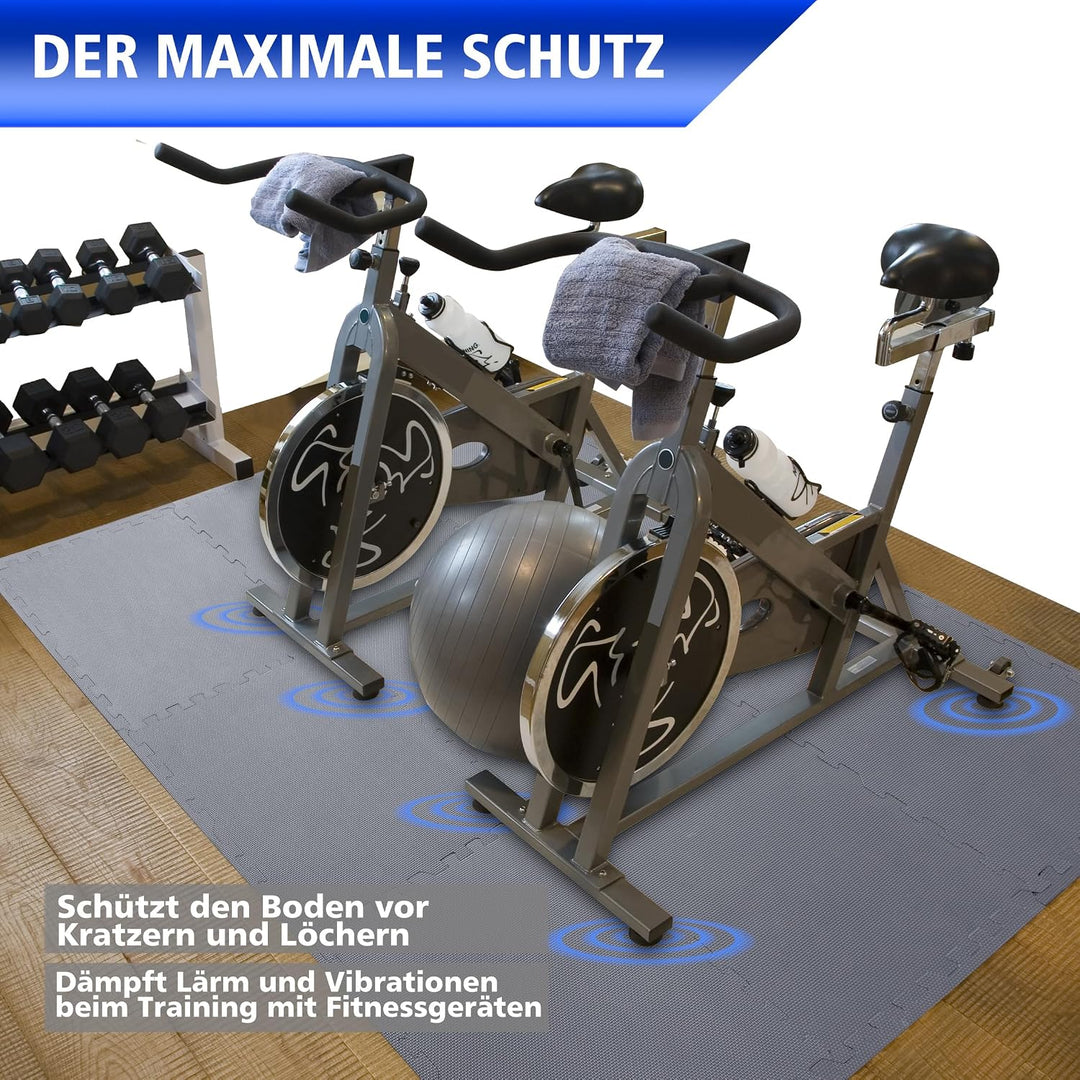 Eva Bodenschutzmatte Fitness 30x30x1cm – Puzzlematte rutschfest &amp; stossdämpfend – 108 Stück grau – B
