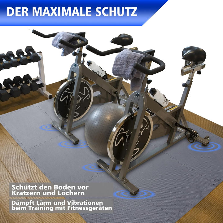 Eva Bodenschutzmatte Fitness 30x30x1cm – Puzzlematte rutschfest & stossdämpfend – 108 Stück grau – B