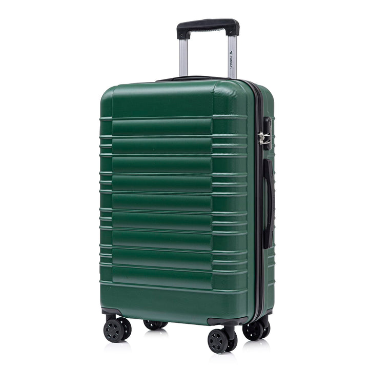 Koffer Suitcase L Dunkelgrün, Trolley Reisekoffer, Rollkoffer Handgepäck mit 4 Rollen 360°, Hartscha
