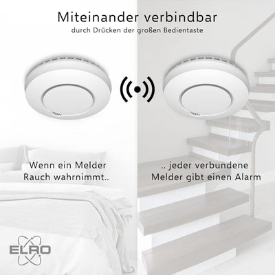 2-er Set ELRO Connects Funk Rauchmelder FZ5002R - DIN EN14604 geprüft - mit Hitzesensor 2 Stück Rauc